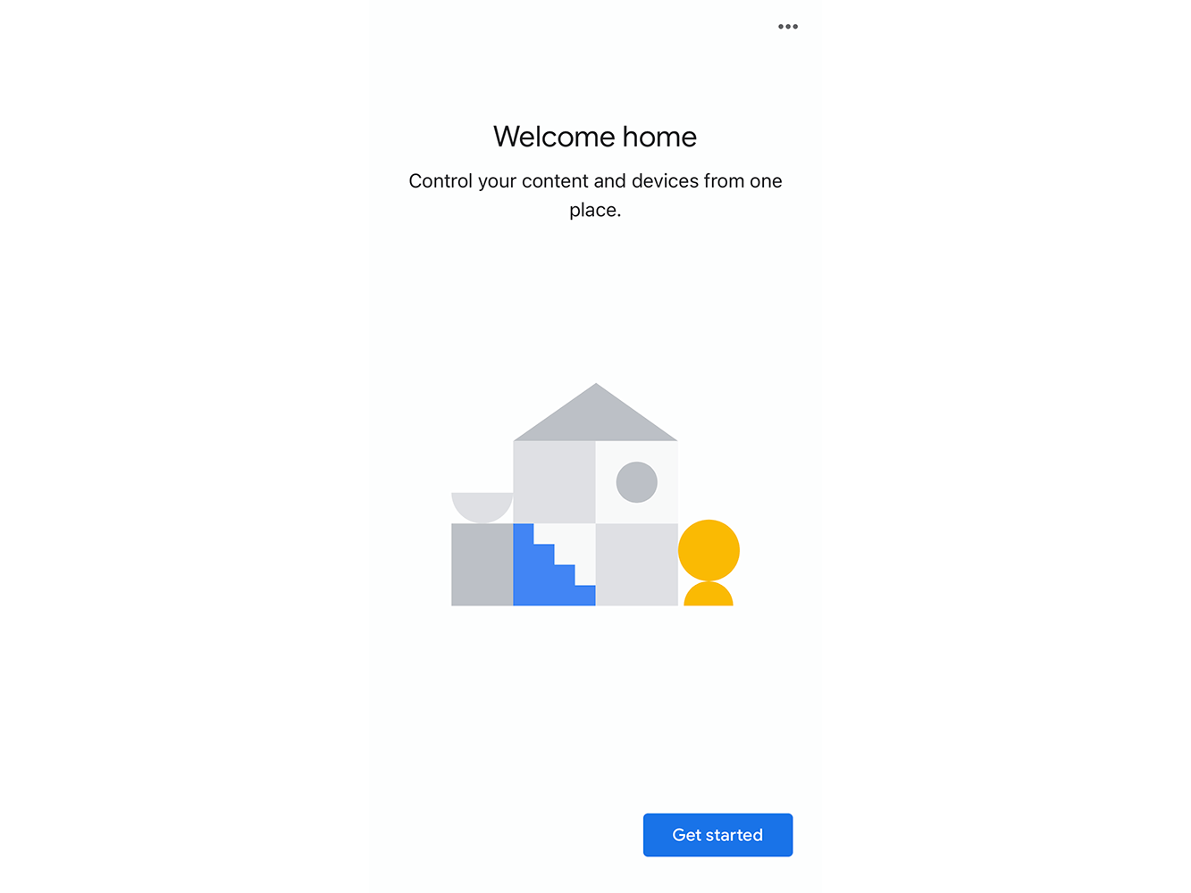 Welcome screen of Google Home app