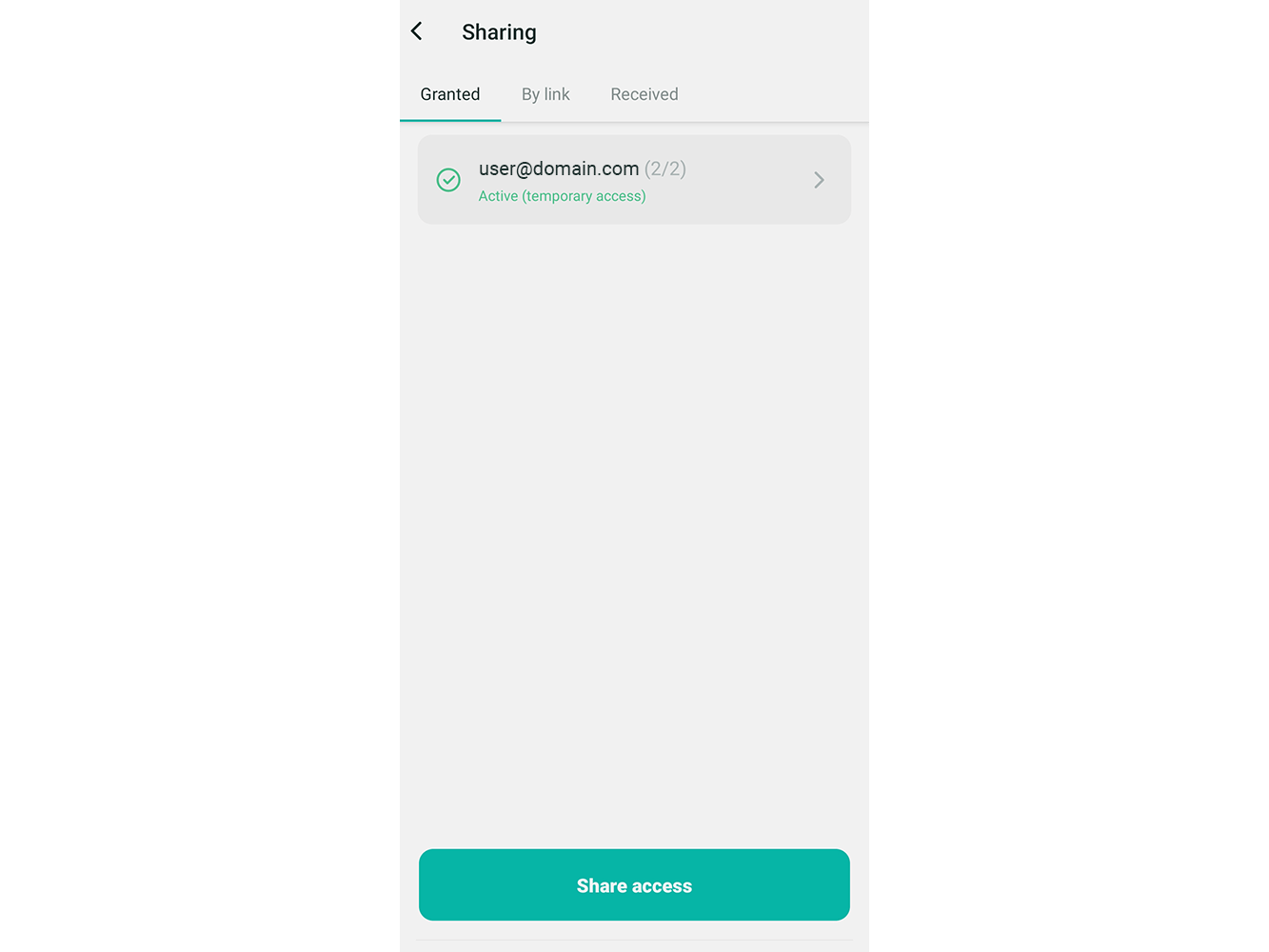 2Smart Cloud app’s Sharing screen