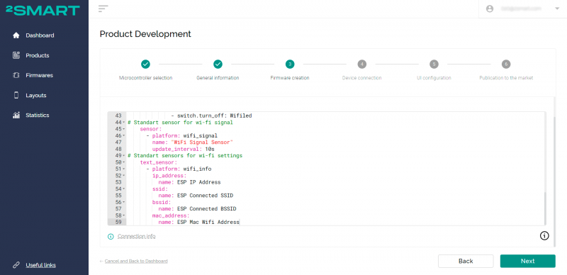 Field for entering ESPHome code