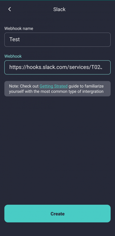 Slack notifications screen of the 2Smart Cloud mobile app