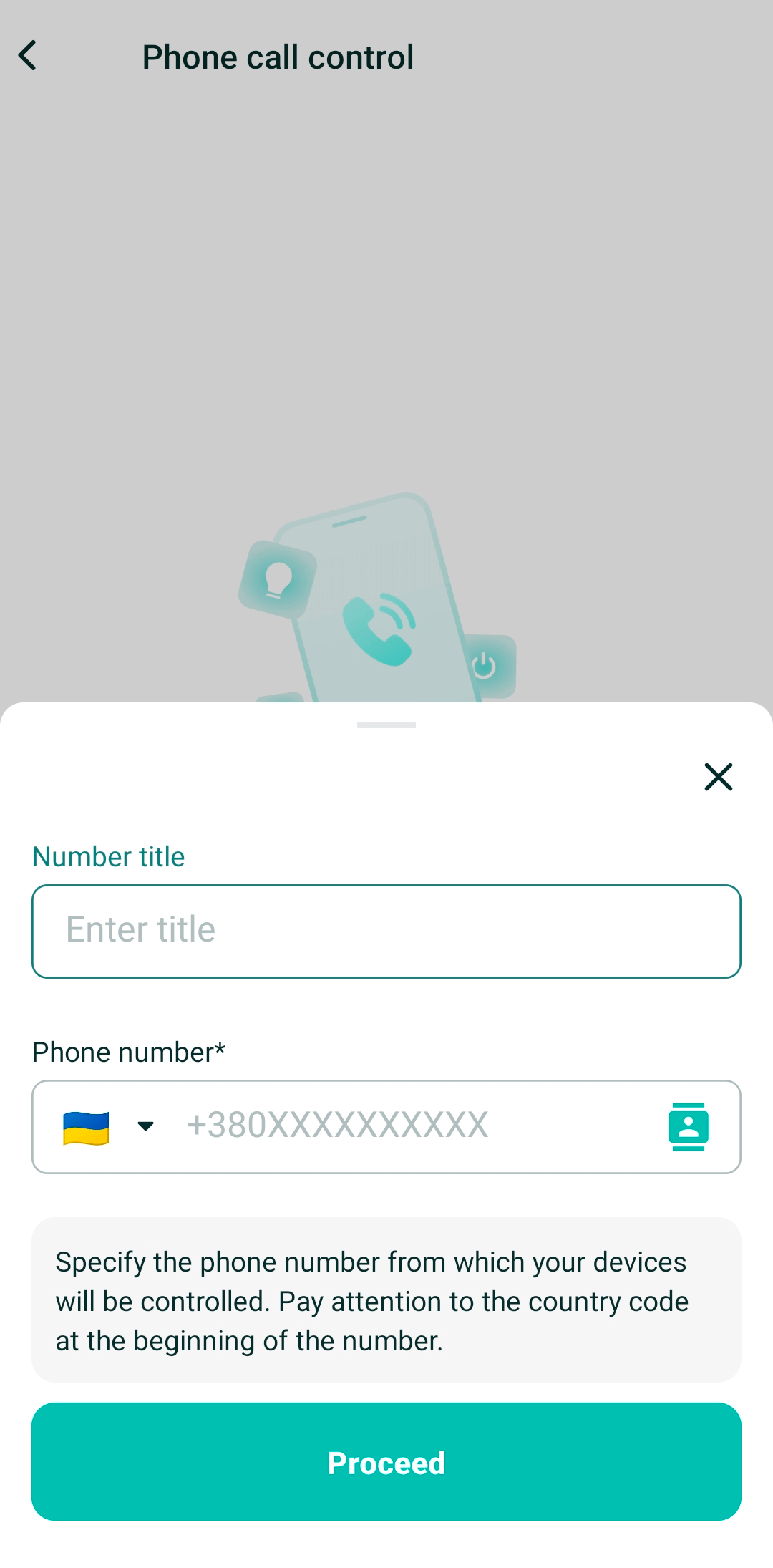 Auto country code substitution when configuring phone call control