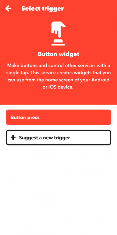 Select the available trigger “Button press”.