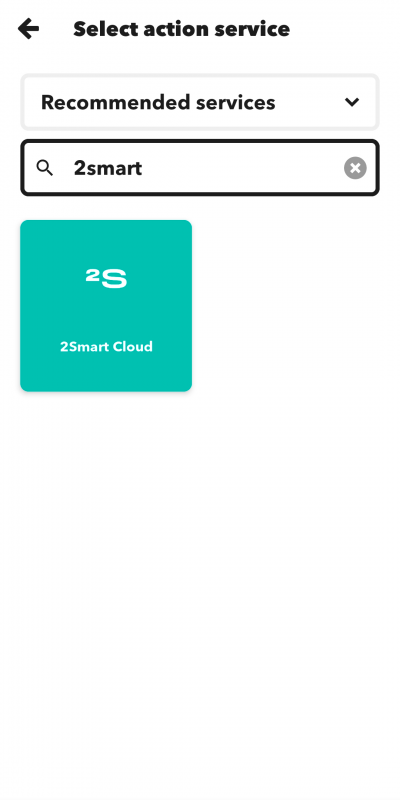 Click "Add" in "Then That" and select "2Smart Cloud" in the list of services.