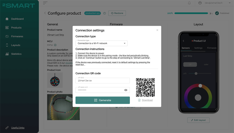 Pairing a device with a mobile application using a QR code