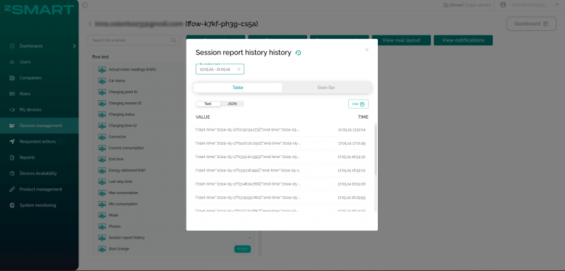 Viewing Sensor Value History in the JSON Editor