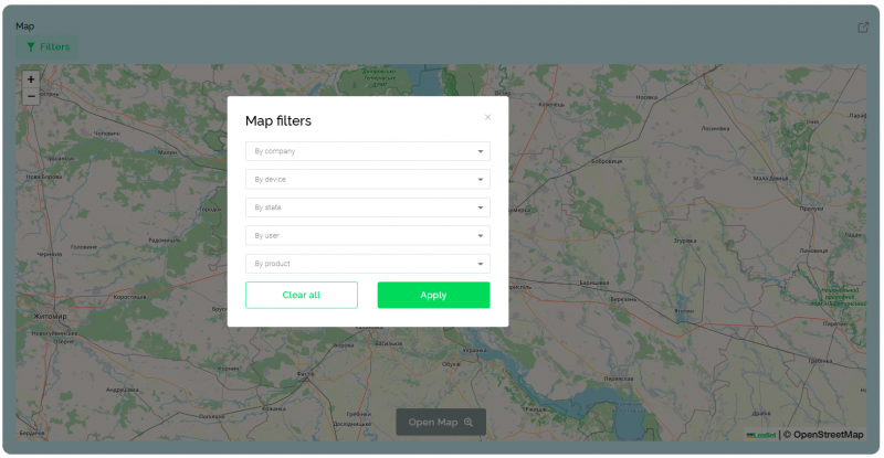 Map Widget for showing device locations on a map