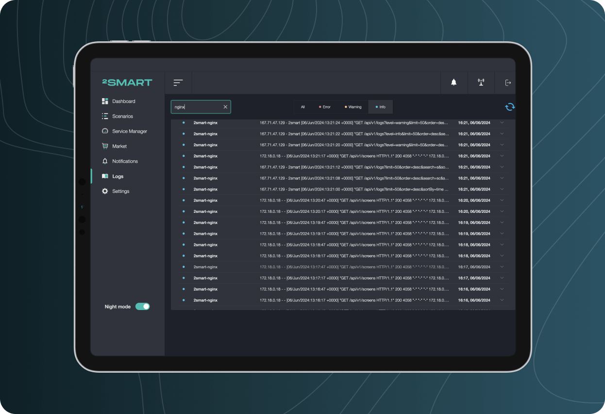 Detailed log of system events.